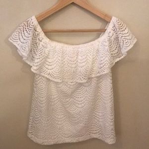 Lilly Pulitzer White Lace La Fortuna Top Sz XS